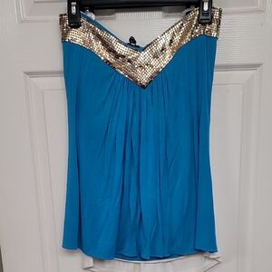 Sky Blue Top with Gold Sequin Accent